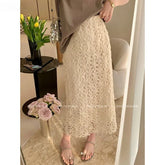 Hollow Out Solid Long Skirt