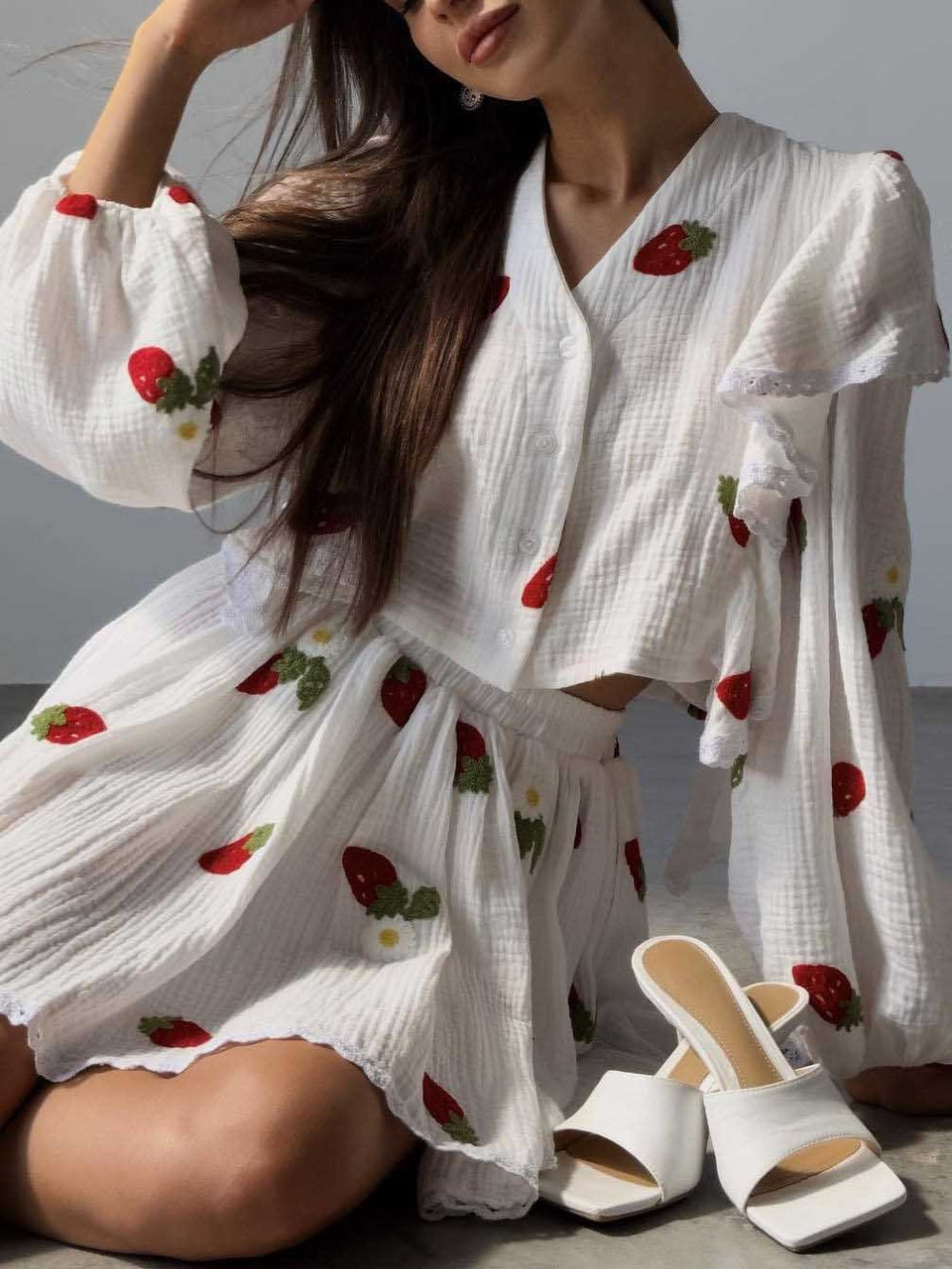 Ruffled Homewear Skirt Set