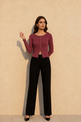 Slim Long Sleeve Ribbed Cardigan