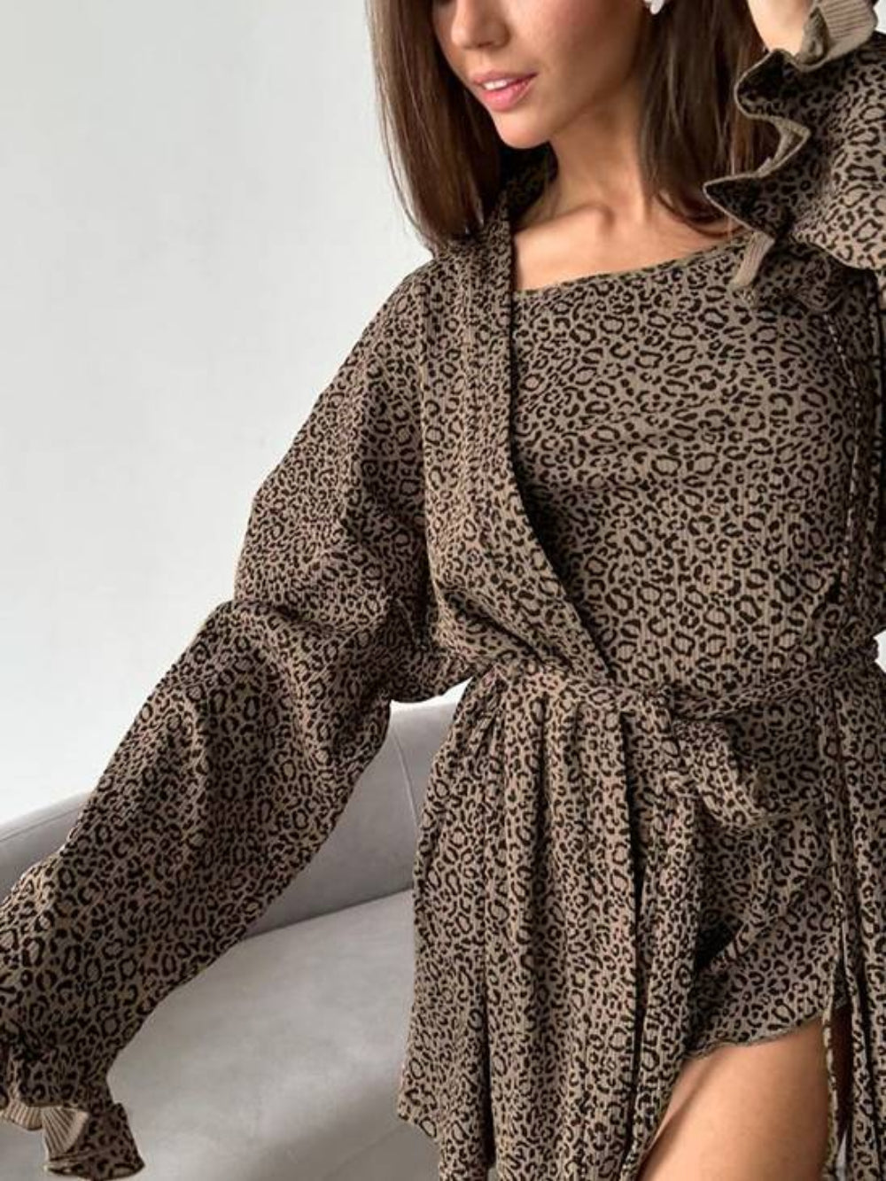 Leopard Ruffled Cami Shorts Set