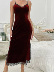 Velvet Lace Backless Nightdress