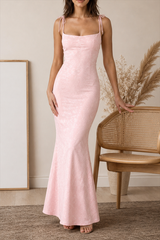 Solid Sash Backless Mermaid Formal Dress