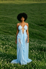 Irregular Sheer Tulle Patchwork Metal Decorative Prom Dress