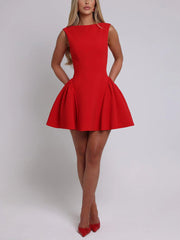 Elegant Open Back Ruched Mini Dress