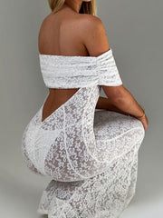 Floral Lace Bodycon Backless Dress