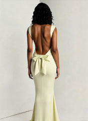Bow Back Spaghetti Strap Formal Dress