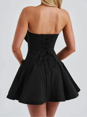 Elegant Strapless Bow Accent Mini Dress