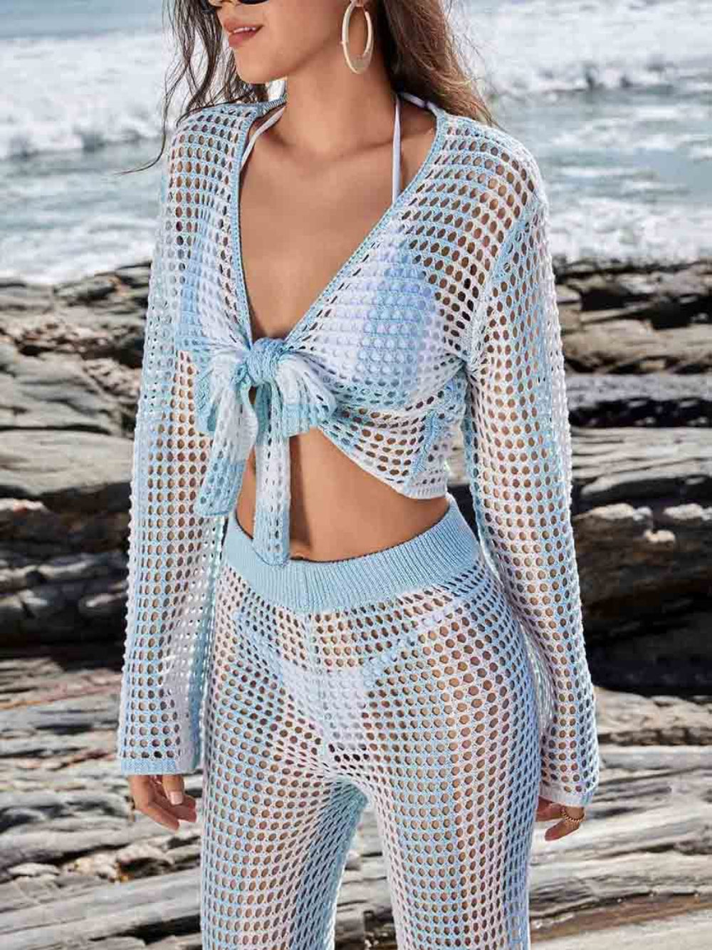 Stripe Stitch Cover-up Set