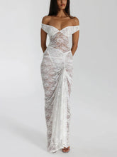 Lace Off-Shoulder Jumpsuit High-Waist Maxi Dress