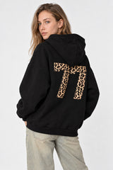 Number Graphic Oversized Pullover Hoodie