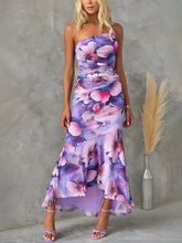 Casual Off-Shoulder Floral Print Elastic Slim Irregular Dress