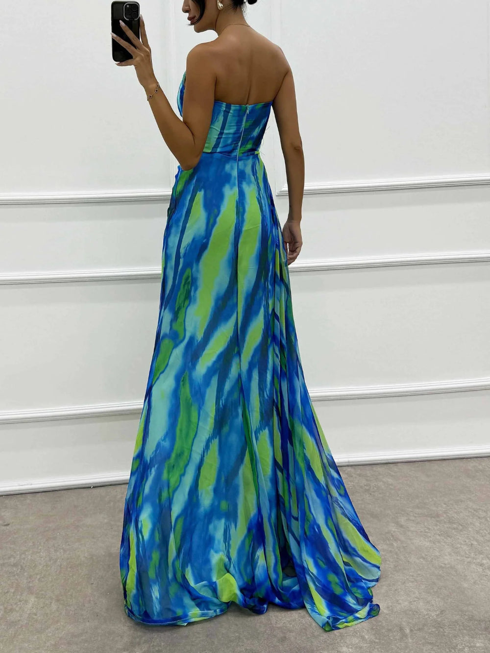 Chiffon Floral Slit Dress