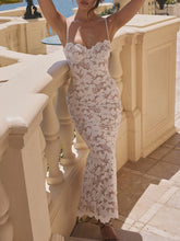 Stylish Sexy Lace Halter Neck See-Through Midi Dress