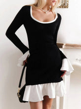 Square Neck Bow Tie Waist Ruffle Sleeve Dress
