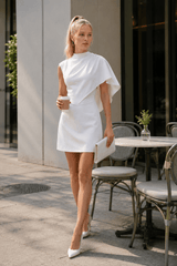 Simple Irregular Sleeveless Waist Mini Dress