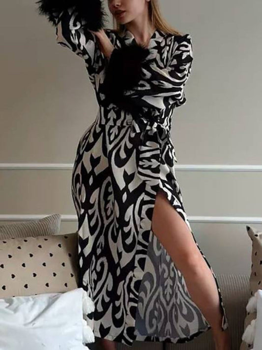 Lace-Up Printed Sleep Dress