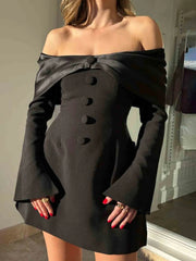 Elegant Off-Shoulder Flared Bell Sleeve Dress