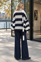 V-Neck Patchwork Knit Cardigan