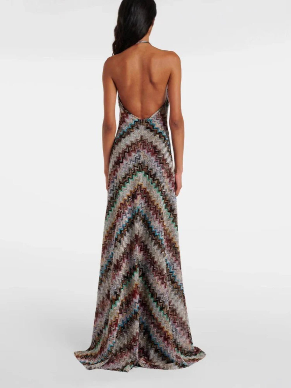 Asymmetric Stripe Halter Sleeveless Knit Dress