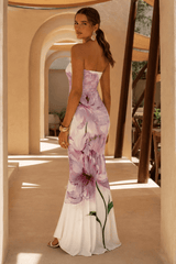Sexy Bandeau Mermaid Floral Print Maxi Dress