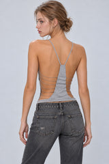 Chain Cut Out Backless Crossover Cami Top