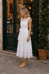 Linen Embroidered Tank Vacation Dress