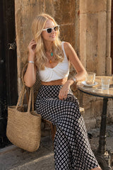 Geometrical Print Flare Pants