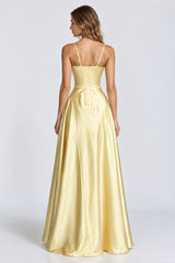 Satin Spaghetti Strap Flared Maxi Dress