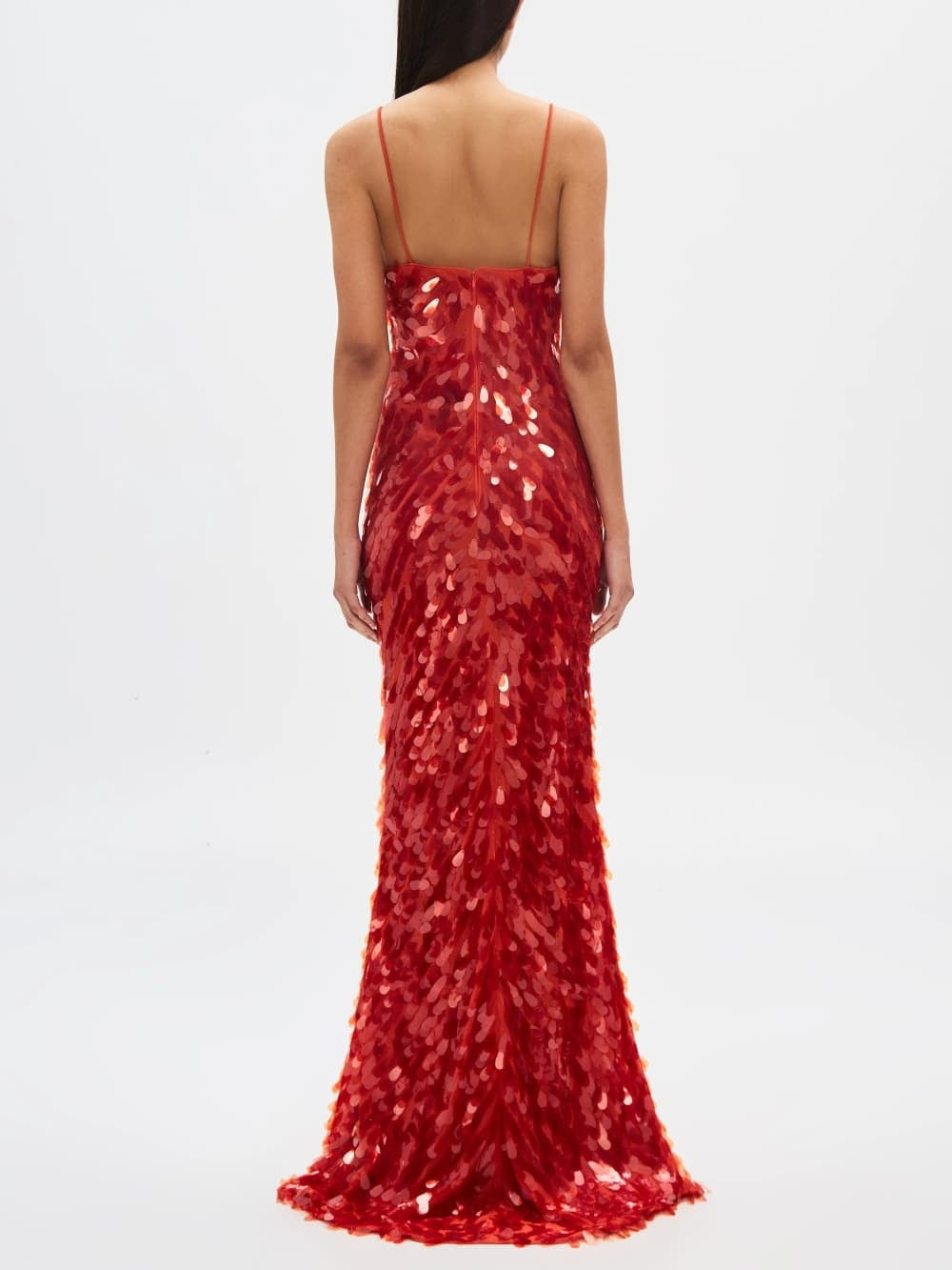 Plunging Hollow Cami Backless Sequin Dress