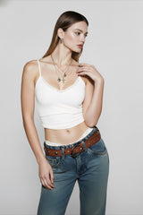 Lace Trim Solid Cami Top
