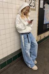Vintage Washed Patchwork Wide Leg Trendy Jeans