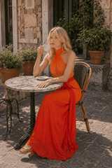 Ombre Halter Tie Back Sleeveless Vacation Dress