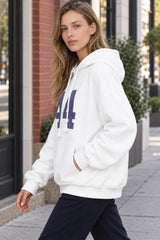 Number Graphic Oversized Pullover Hoodie