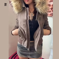 Fur-Collar Hooded Jacket