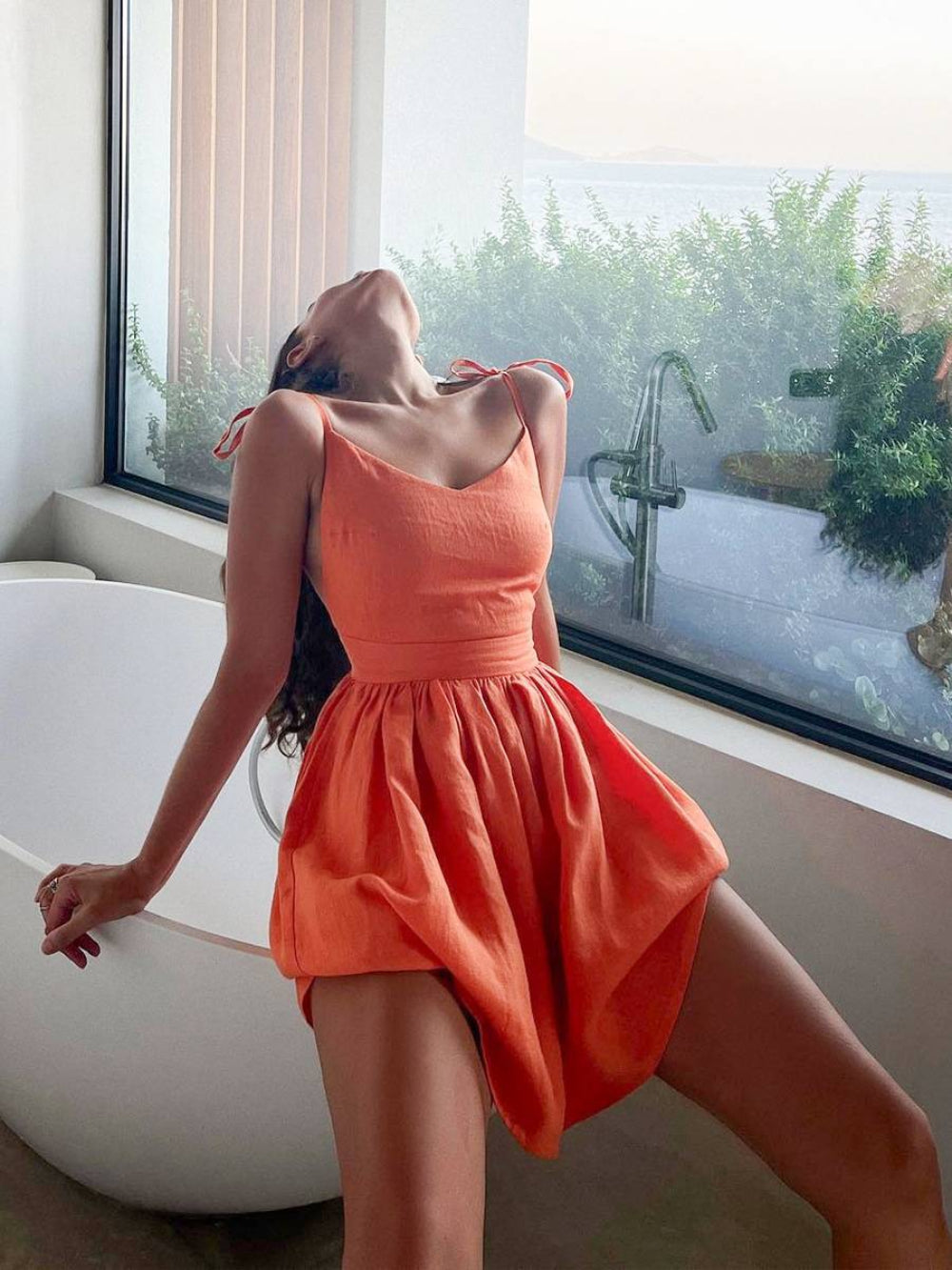 Backless Suspender High Waist Mini Dress