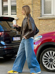 Lace-Up Leather Jacket