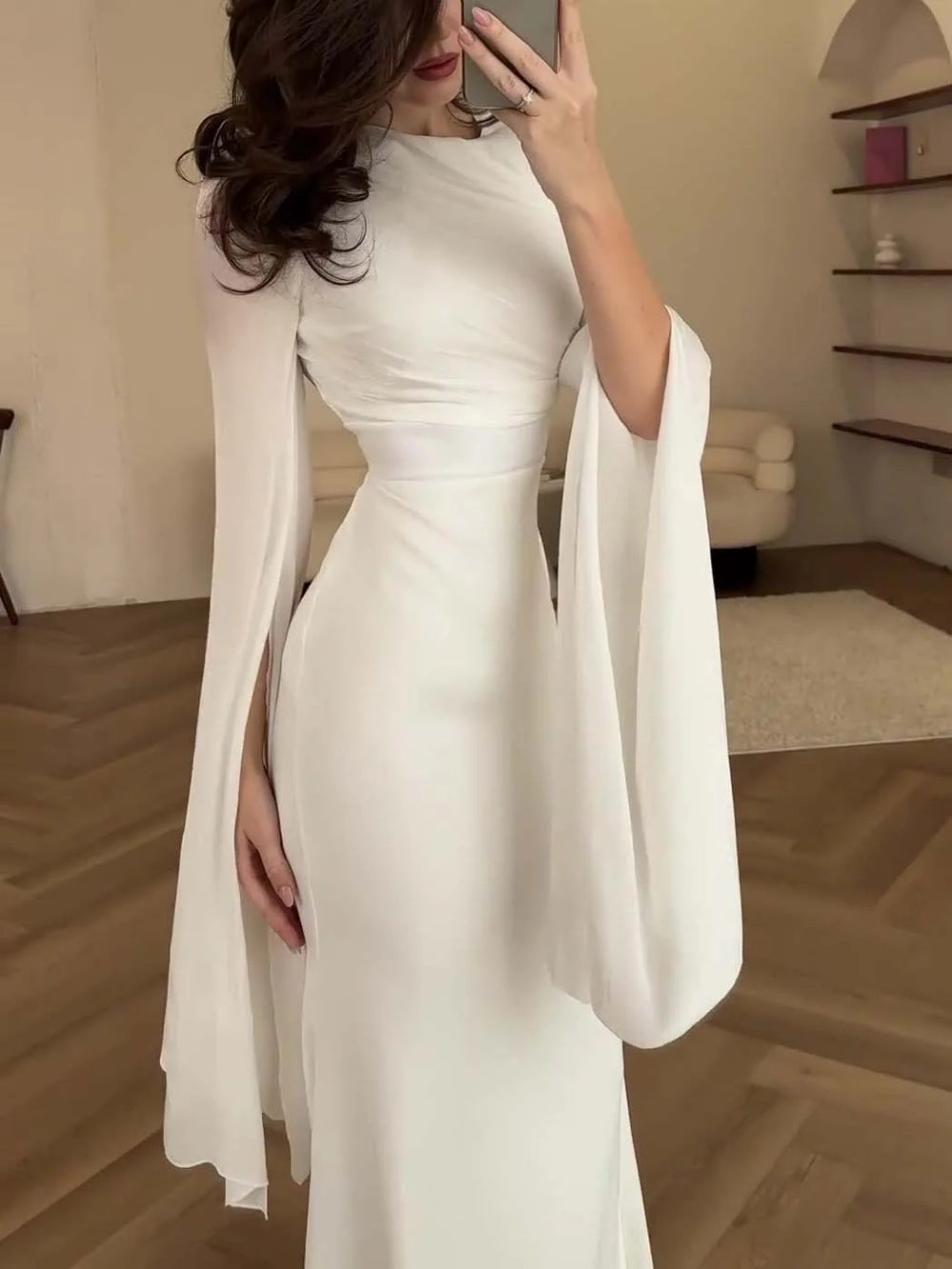 Chiffon Ruffled Sleeve Bodycon Dress