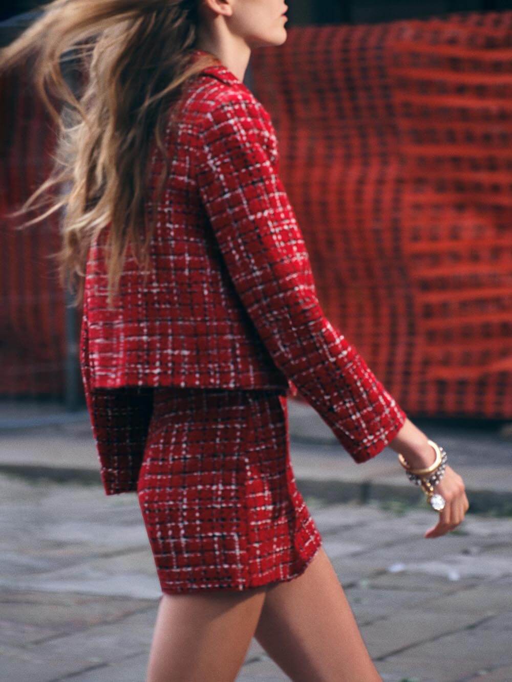 Tweed Plaid Casual Skirt