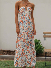 Chiffon V-Neck Sleeveless Flared Maxi Dress