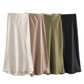 Satin High Waist Midi Skirt