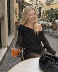 Chiffon Semi-sheer One Shoulder Asymmetrical Blouse