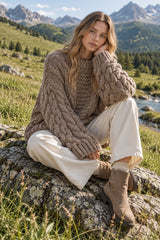Crewneck Flared Sleeve Fuzzy Sweater