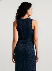 Floral Print V-Neck Sleeveless Fitted Party Dress