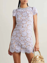 Handmade Pearl Round Neck Floral Lace Dress