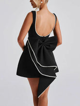 Pearl Embellished Bow Detail Mini Dress