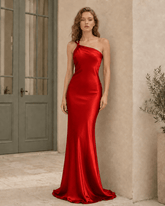 Satin One Shoulder Bodycon Formal Dress