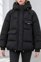Cropped Insulated Cargo Puffer Jacket