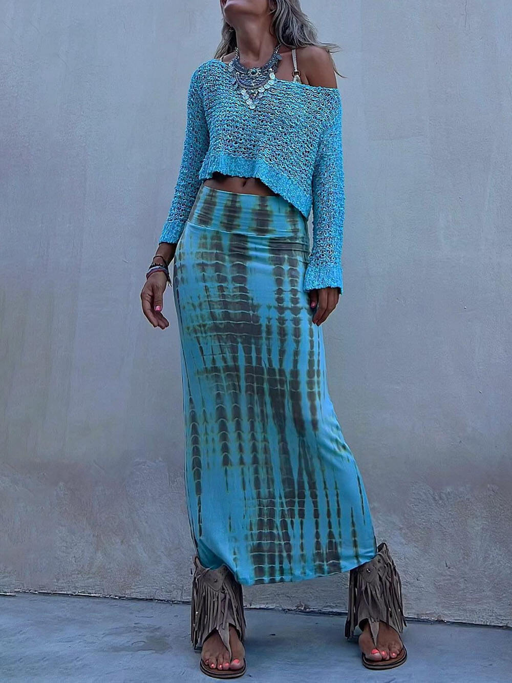Tie-Dye High Waist Maxi Skirt
