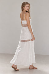 Textured Floral Cutout Spaghetti Strap Vacation Dress