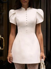 Turtleneck Button Elegant Mini Dress